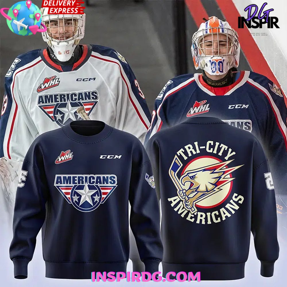 TriCity Americans Hockey 2024 Navy Sweatshirt 1