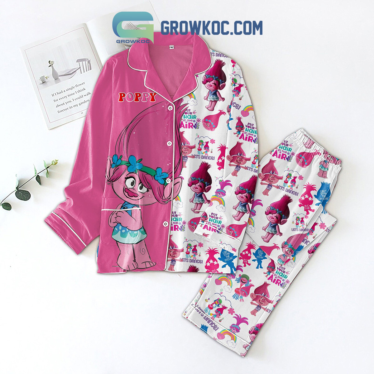 Trolls Poppy Help Springwater Put Your Hair In The Air Lets Dance Polyester Pajama Set2B1 u6IQJ