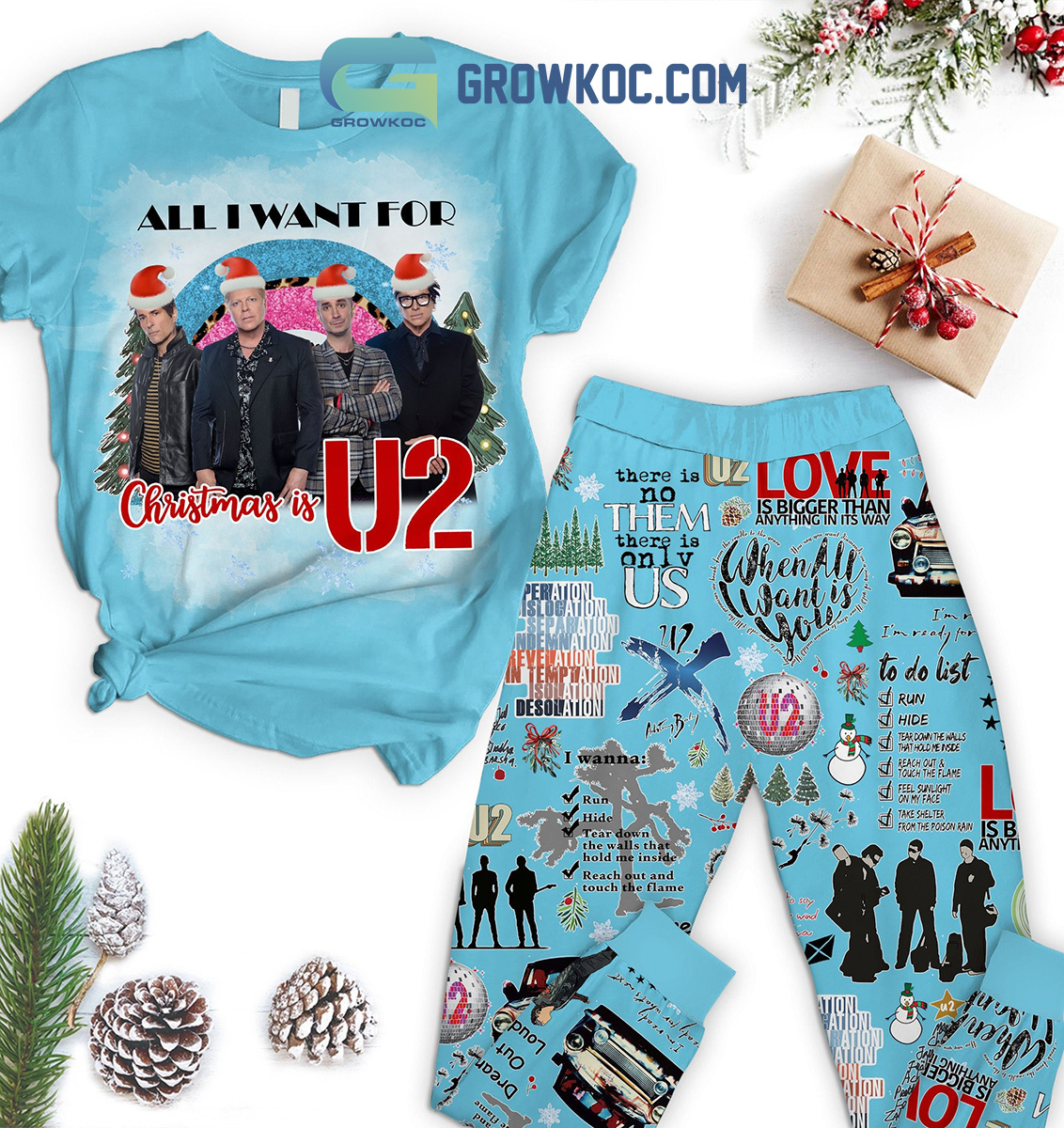 U2 All I Want For Christmas Is U2 There Is No Them There Is Only Us When All I Want Is You Christmas Fleece Pajama Set2B1 vYXWK