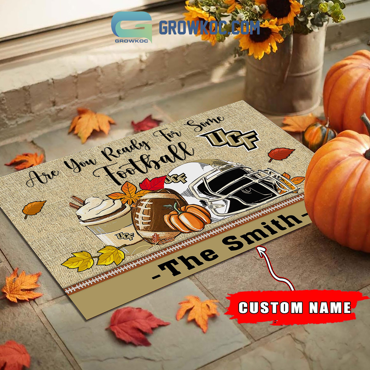 UCF Knights NCAA Fall Pumpkin Are You Ready For Some Football Personalized Doormat2B1 fvRlh