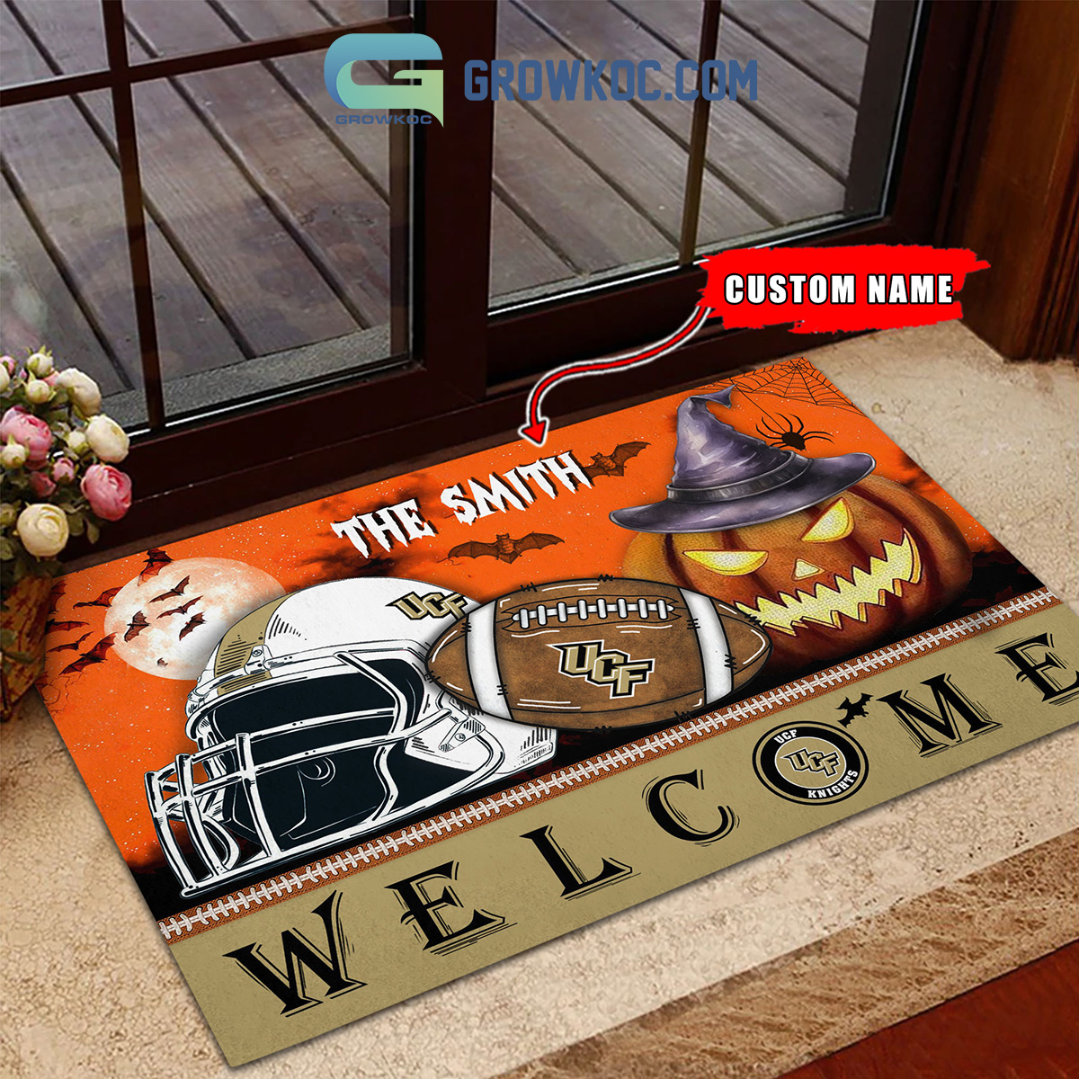 UCF Knights NCAA Football Welcome Halloween Personalized Doormat2B1 gGGLp