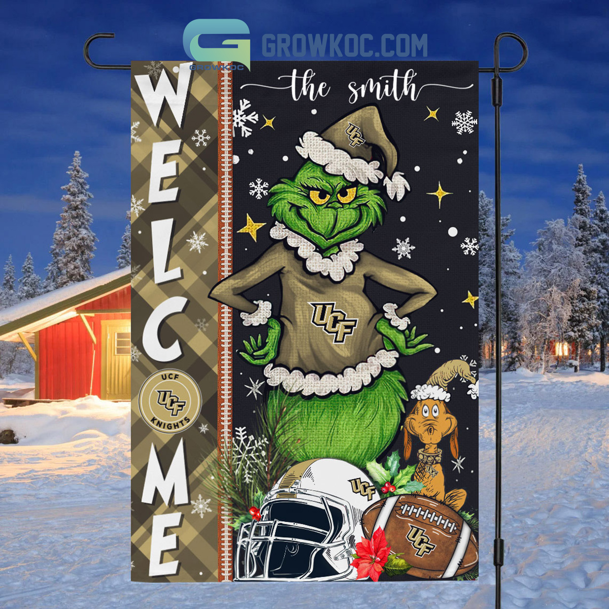 UCF Knights NCAA Grinch Football Welcome Christmas House Garden Flag2B1 LmOjM