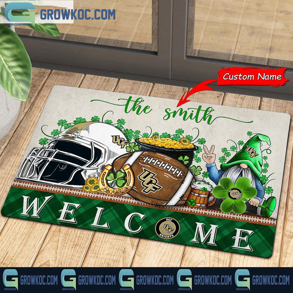 UCF Knights St Patrick Day Personalized Doormat2B1 AX6Zu