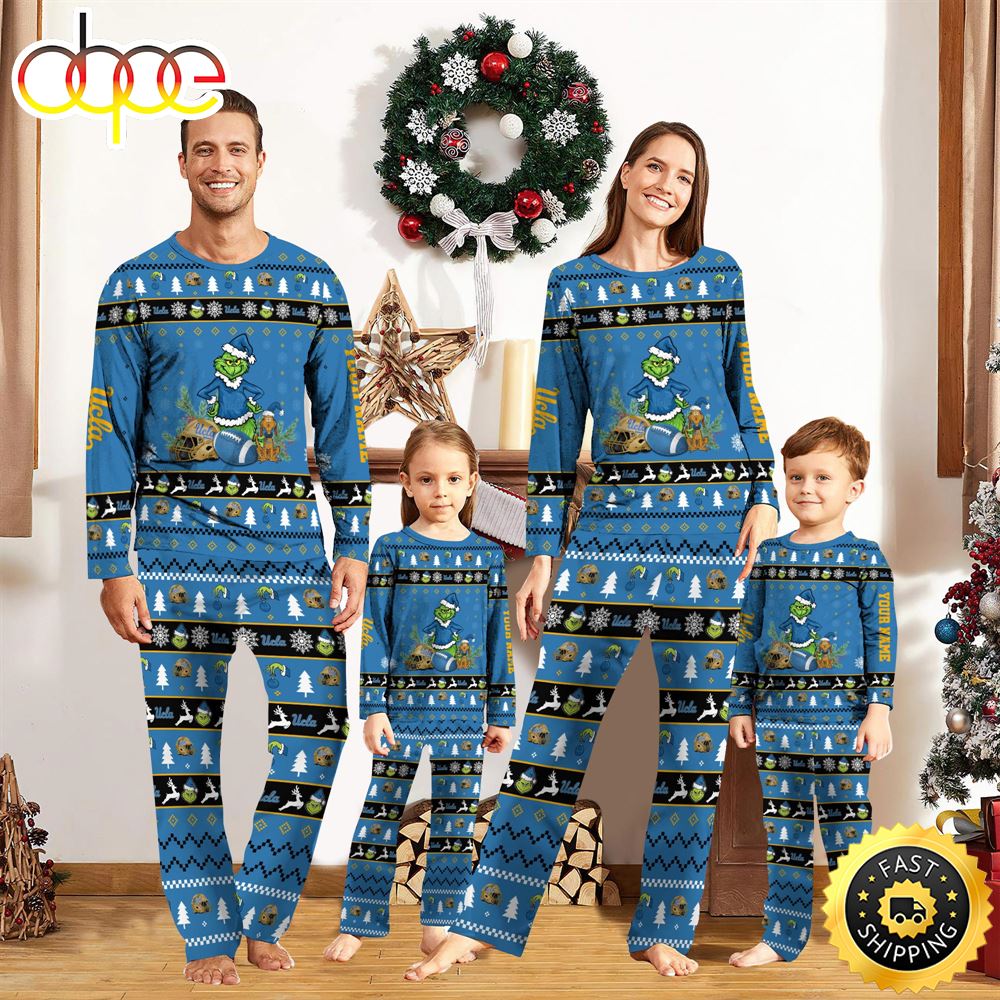 UCLA Bruins NCAA Custom Name Grinch Christmas And Sport Team Pajama Set civaby