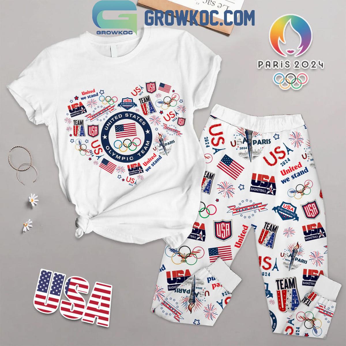 USA Olympic Paris 2024 Fan Dream And Love Fleece Pajamas Set 1 EoKUg