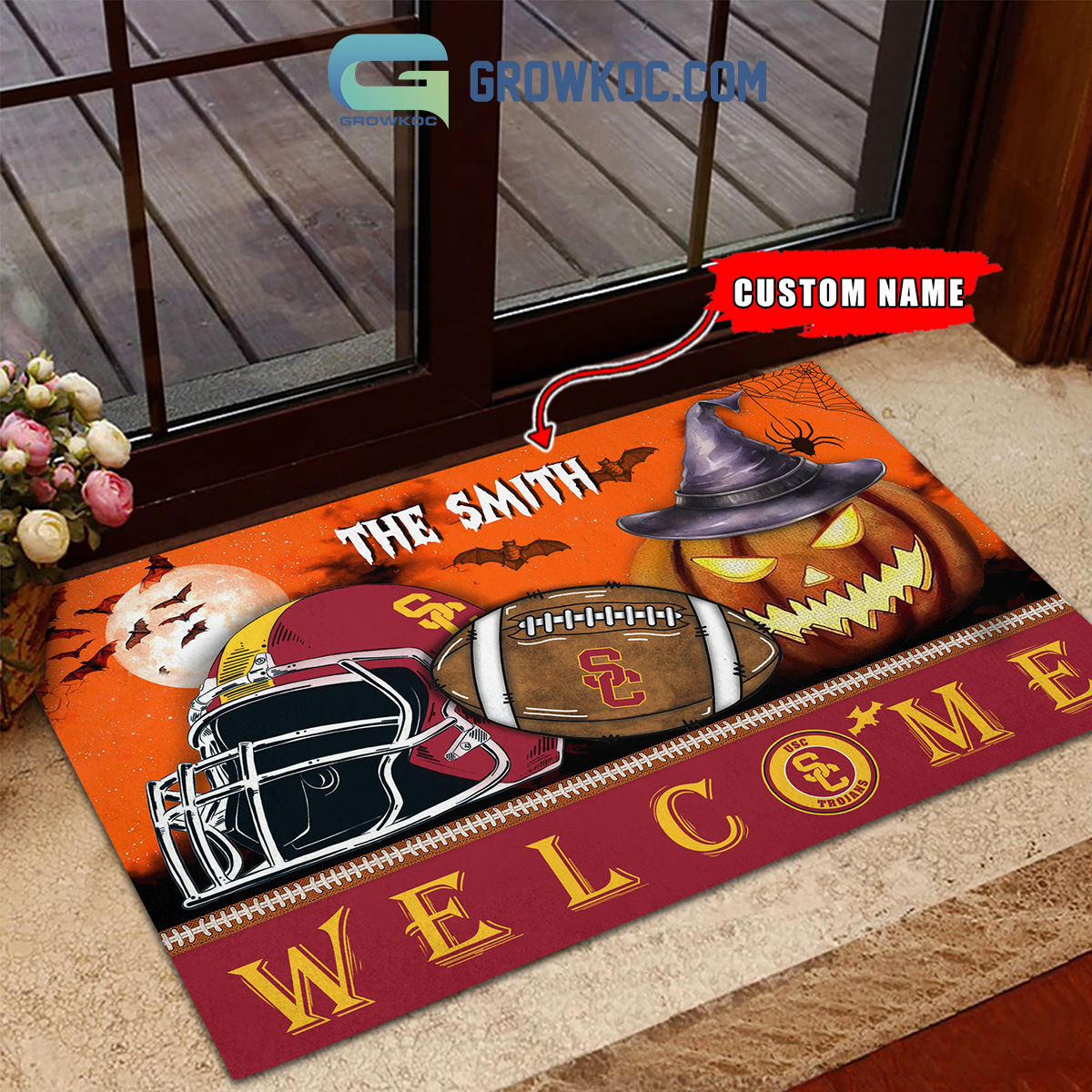 USC Trojans NCAA Football Welcome Halloween Personalized Doormat2B1 UWaZt