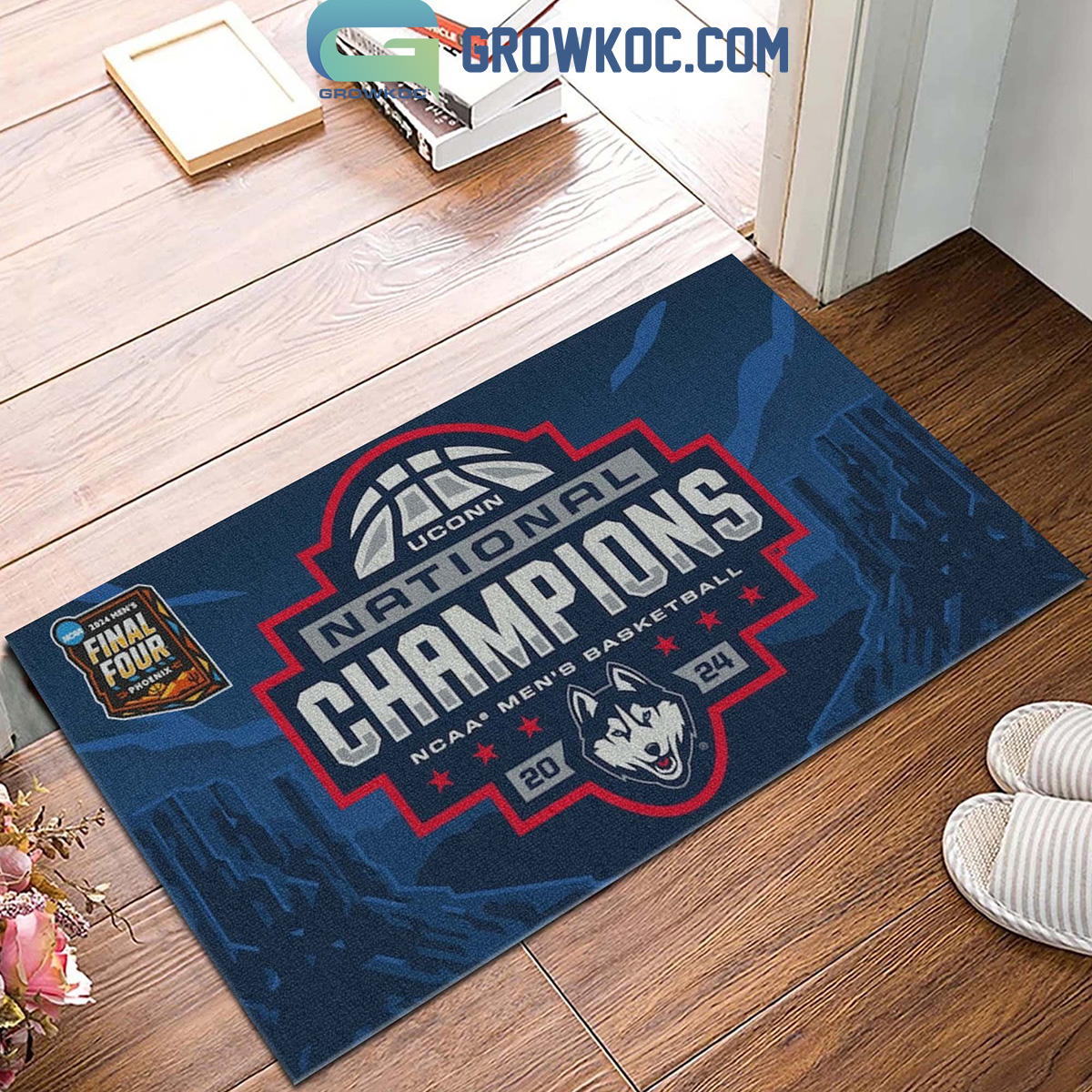 Uconn Huskies 2023 2024 National Champions Fan Doormat2B1 ES4mV