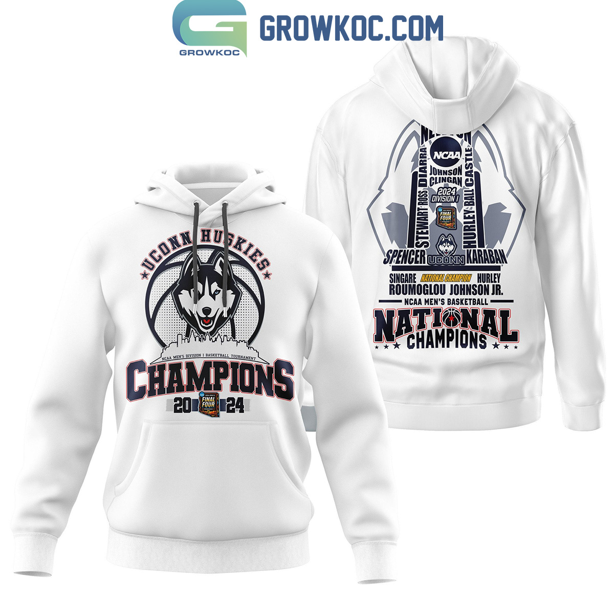 Uconn Huslies The Trophy 2024 National Champions Hoodie Shirts White Version2B1 BNhbA