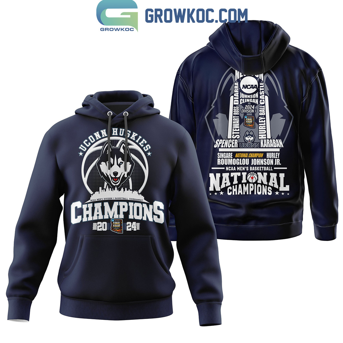 Uconn Huslies The Trophy 2024 National Champions Navy Design Hoodie Shirts2B1 5Xj3q