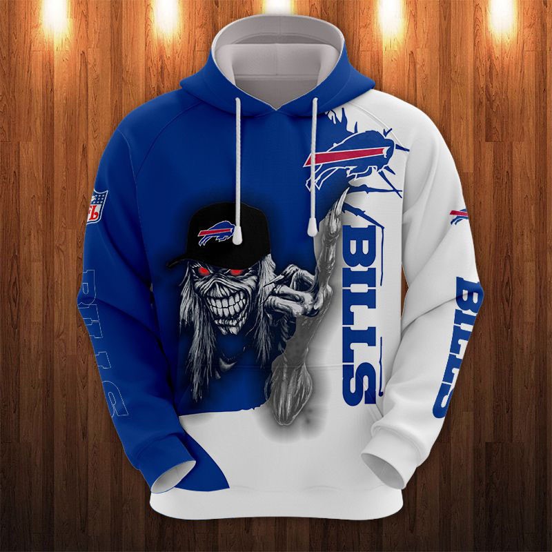 Ultra Cool Halloween Themed Buffalo Bills Hoodie With Death Graphic Prints 0