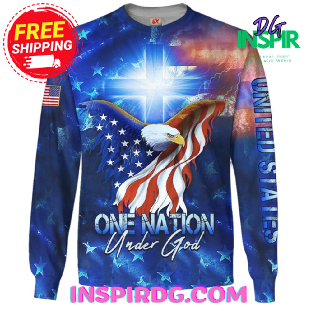 United States Eagle American Flag One Nation Under God Sweatshirt 1