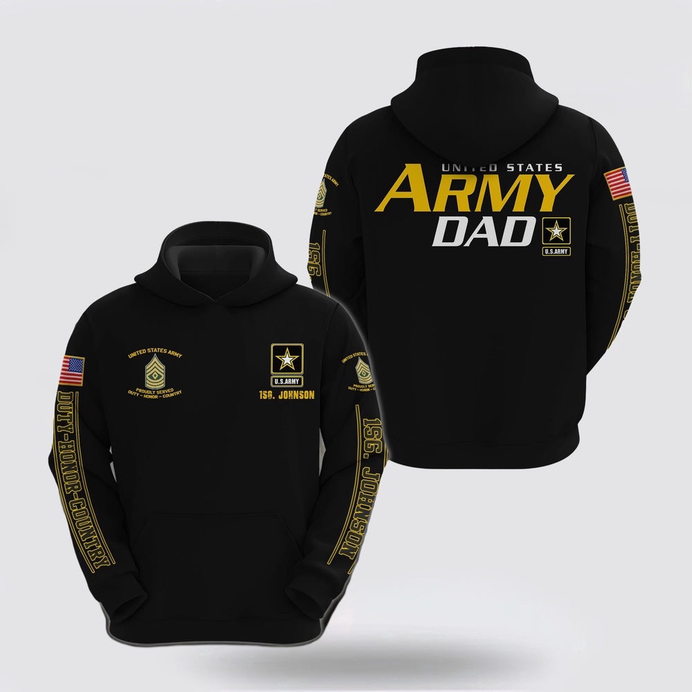 Us Army Hoodie Custom Name Rank Us Army Dad Hoodie Custom Your Name And Rank Army Veteran Hoodies 1 fmxn8r