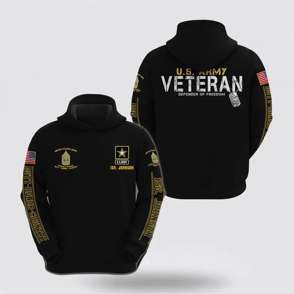 Us Army Hoodie Custom Name Rank Us Army Defender Of Freedom Hoodie Custom Your Name And Rank Army Veteran Hoodies 1 xq9xah