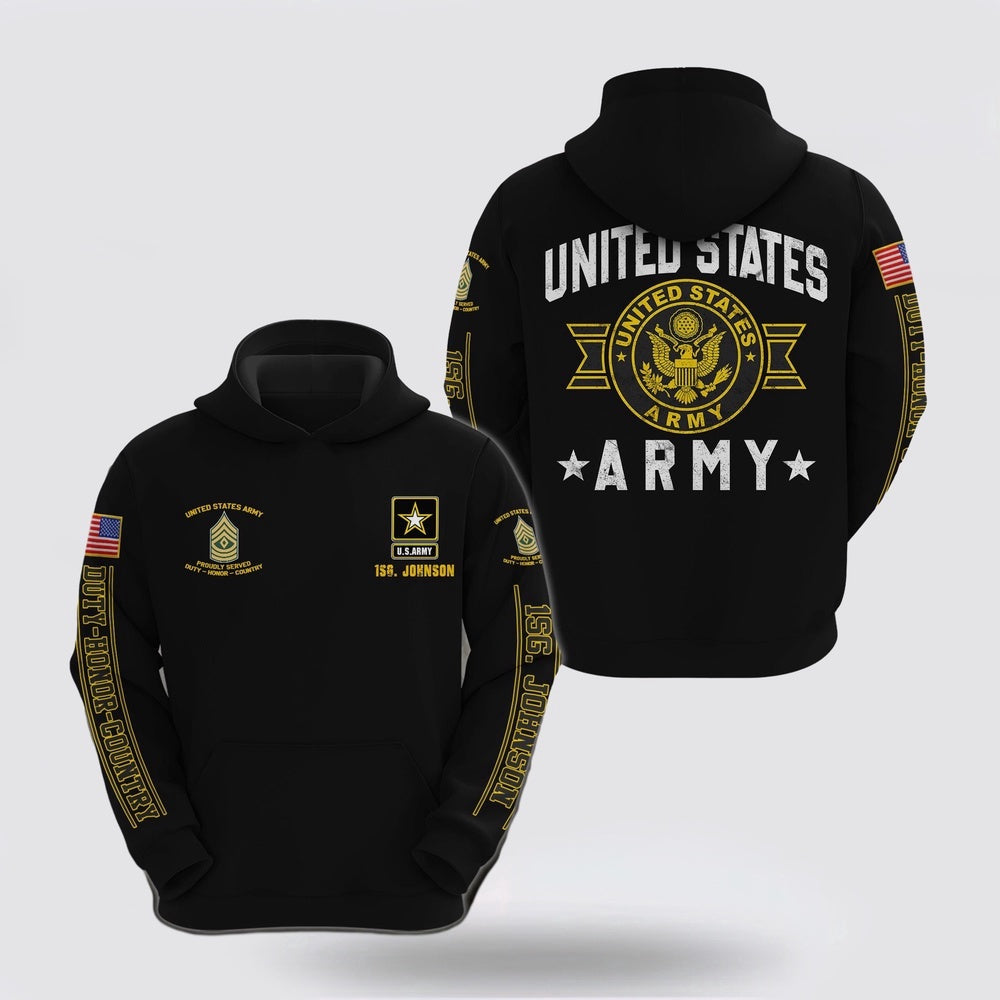 Us Army Hoodie Custom Name Rank Us Army Hoodie Custom Your Name And Rank Army Veteran Hoodies 1 vflywe