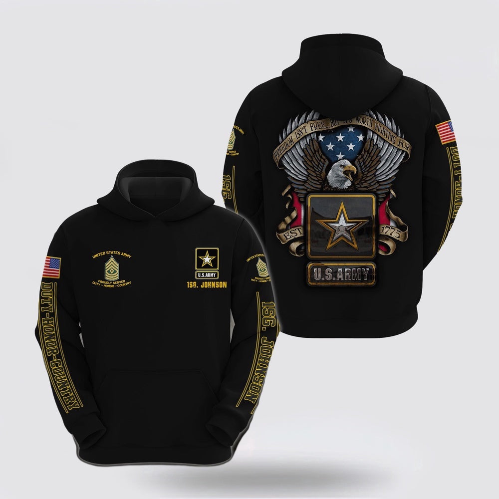 Us Army Hoodie Custom Name Rank Us Army Military 3D Hoodie Custom Your Name And Rank Army Veteran Hoodies 1 mmcoej