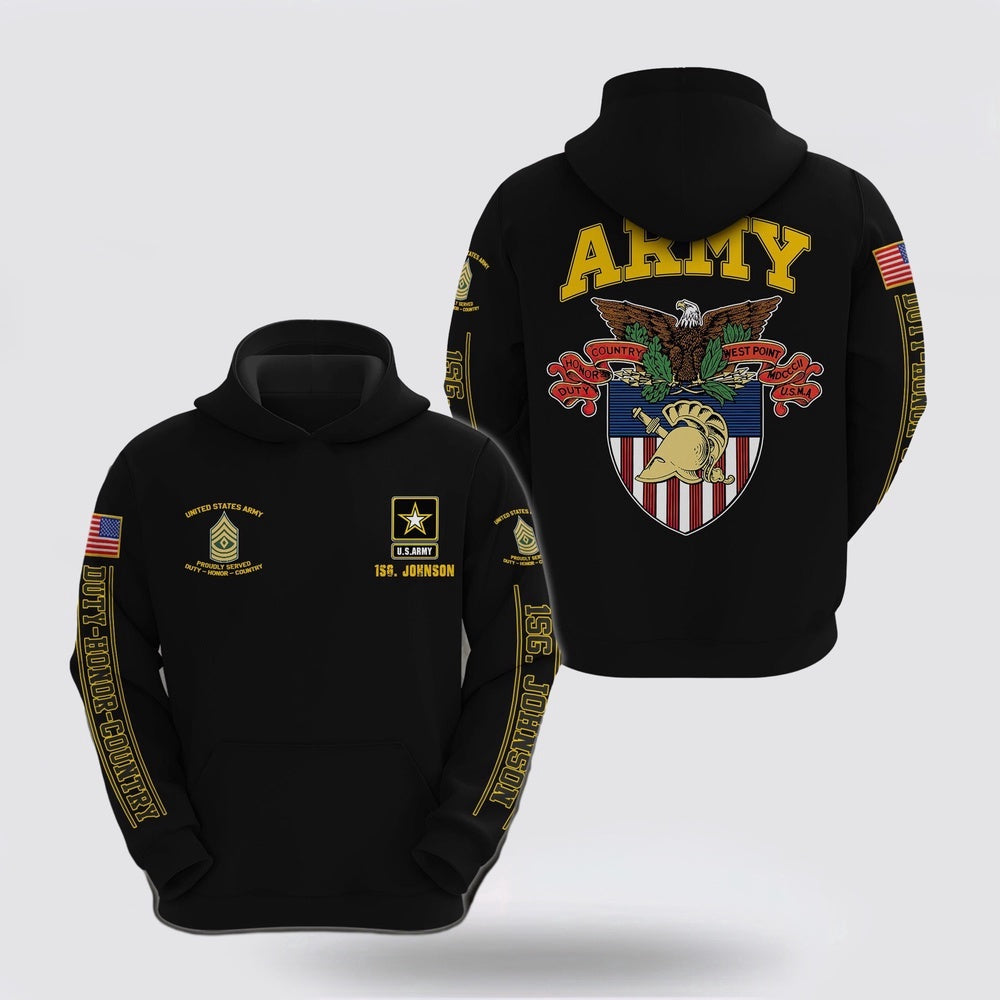 Us Army Hoodie Custom Name Rank Us Army Military Hoodie Custom Your Name And Rank Army Veteran Hoodies 1 i7zafk