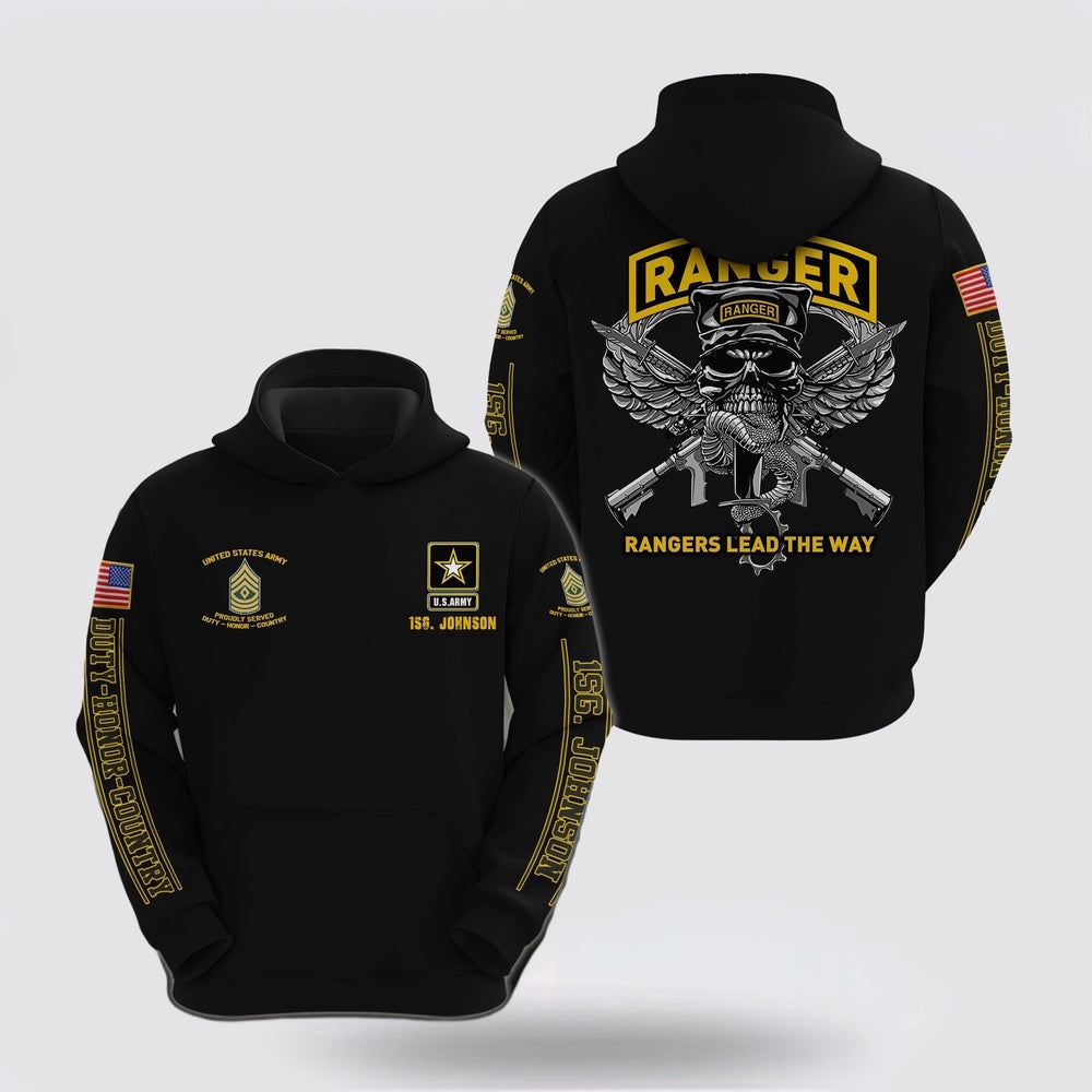 Us Army Hoodie Custom Name Rank Us Army Rangers Lead The Way Hoodie Custom Your Name And Rank Army Veteran Hoodies 1 kx3sxk