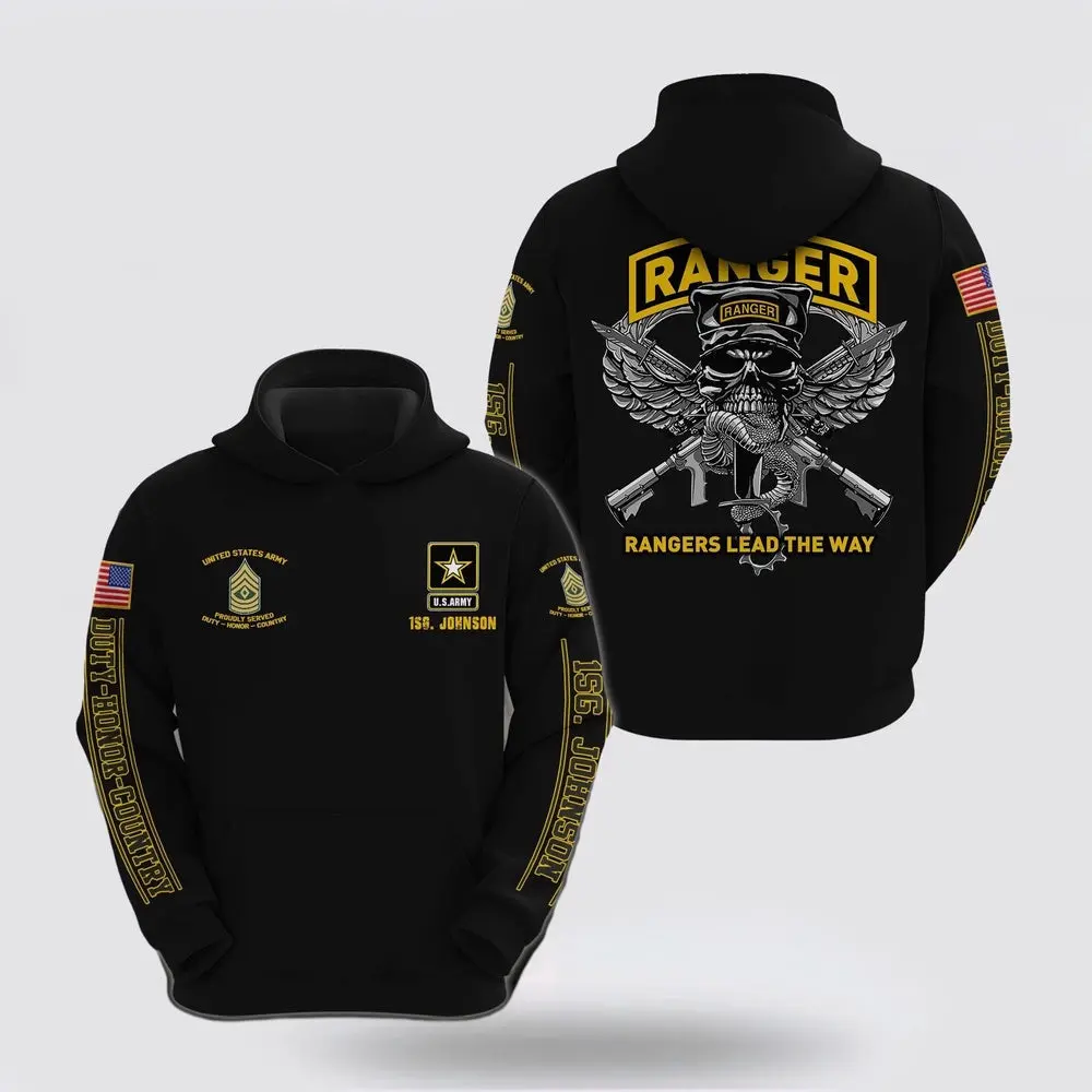 Us Army Hoodie Custom Name Rank Us Army Rangers Lead The Way Hoodie Custom Your Name And Rank Army Veteran Hoodies 1 kx3sxk
