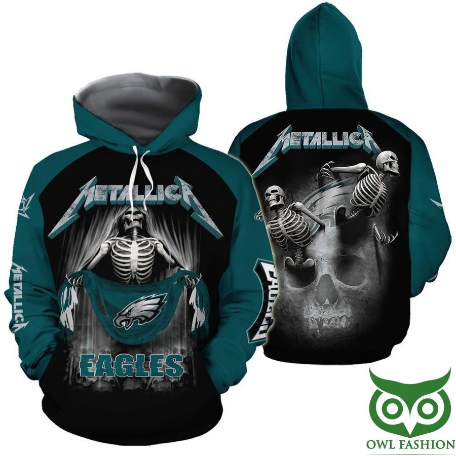 VMNHMxU9 15 Metalica Eagles NFL Skull Horror Custom 3D Hoodie