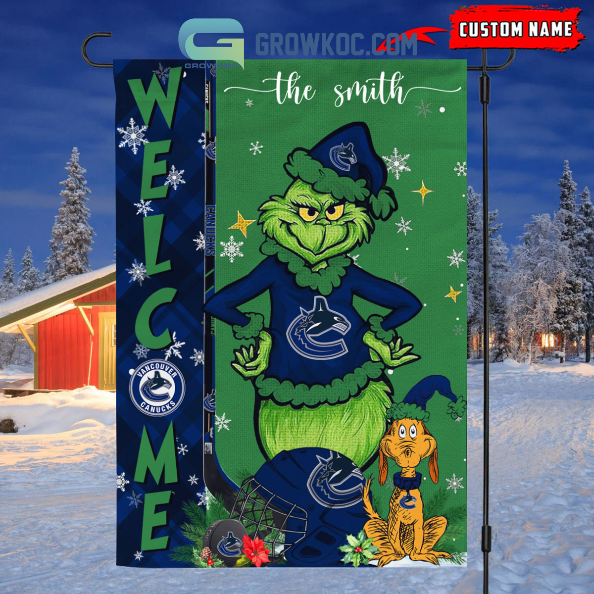 Vancouver Canucks Grinch Christmas Personalized House Garden Flag Canvas2B1 jDzcZ