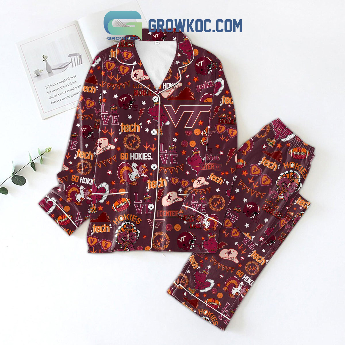 Virginia Tech Hokies Lets Go Hokies Pajamas Set2B1 u7g1t