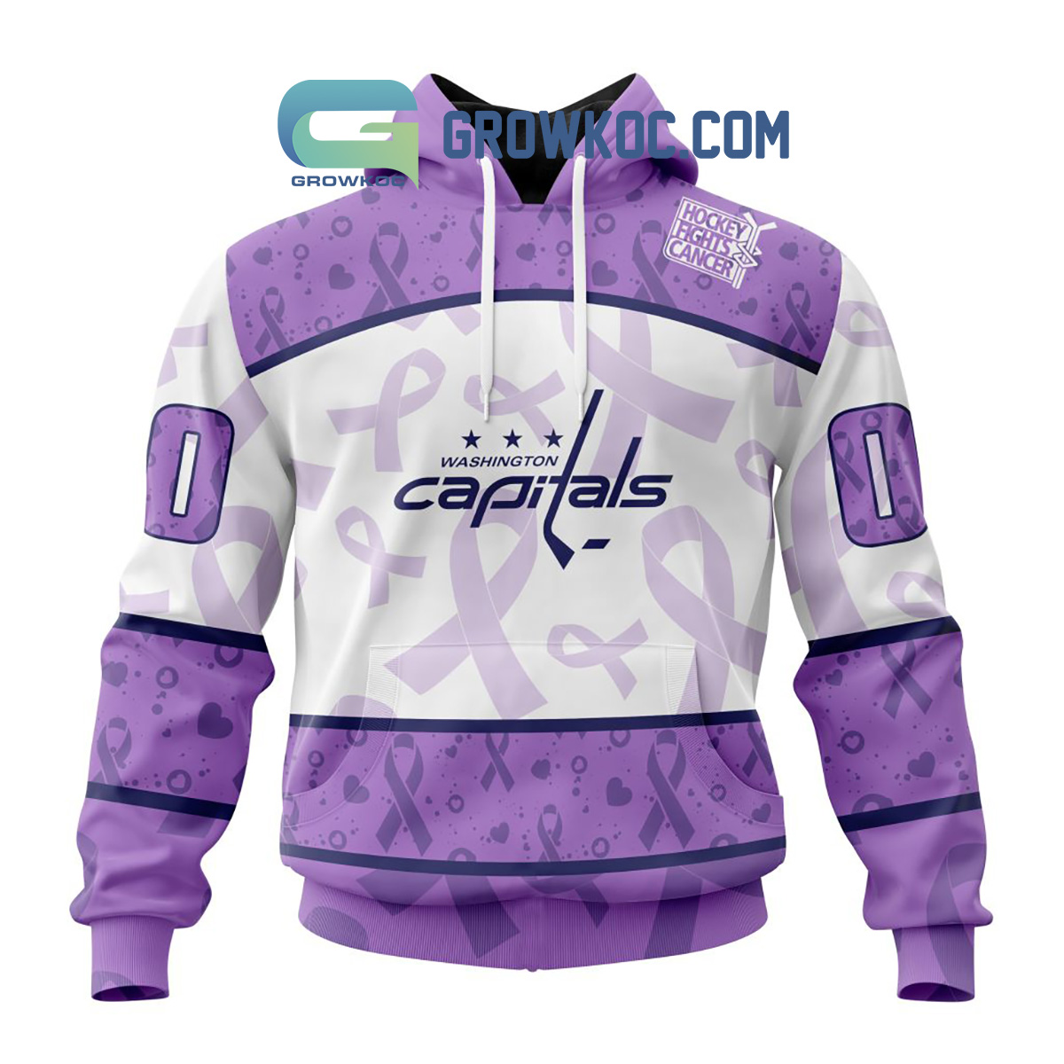 Washington Capitals Lavender Fight Cancer Personalized Hoodie Shirts2B1 ZDju9