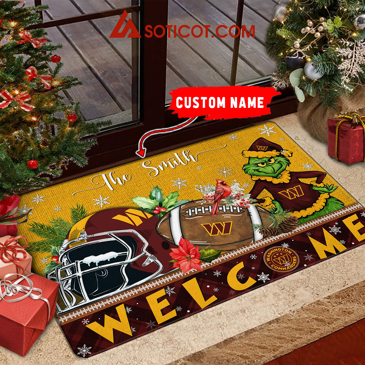 Washington Commanders Grinch Welcome Christmas Football Personalized Doormat2B1 jYCY9