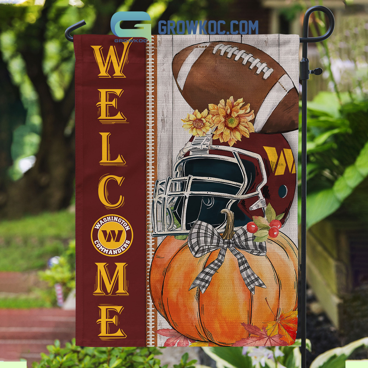 Washington Commanders NFL Welcome Fall Pumpkin Personalized House Garden Flag2B1 0RGjS