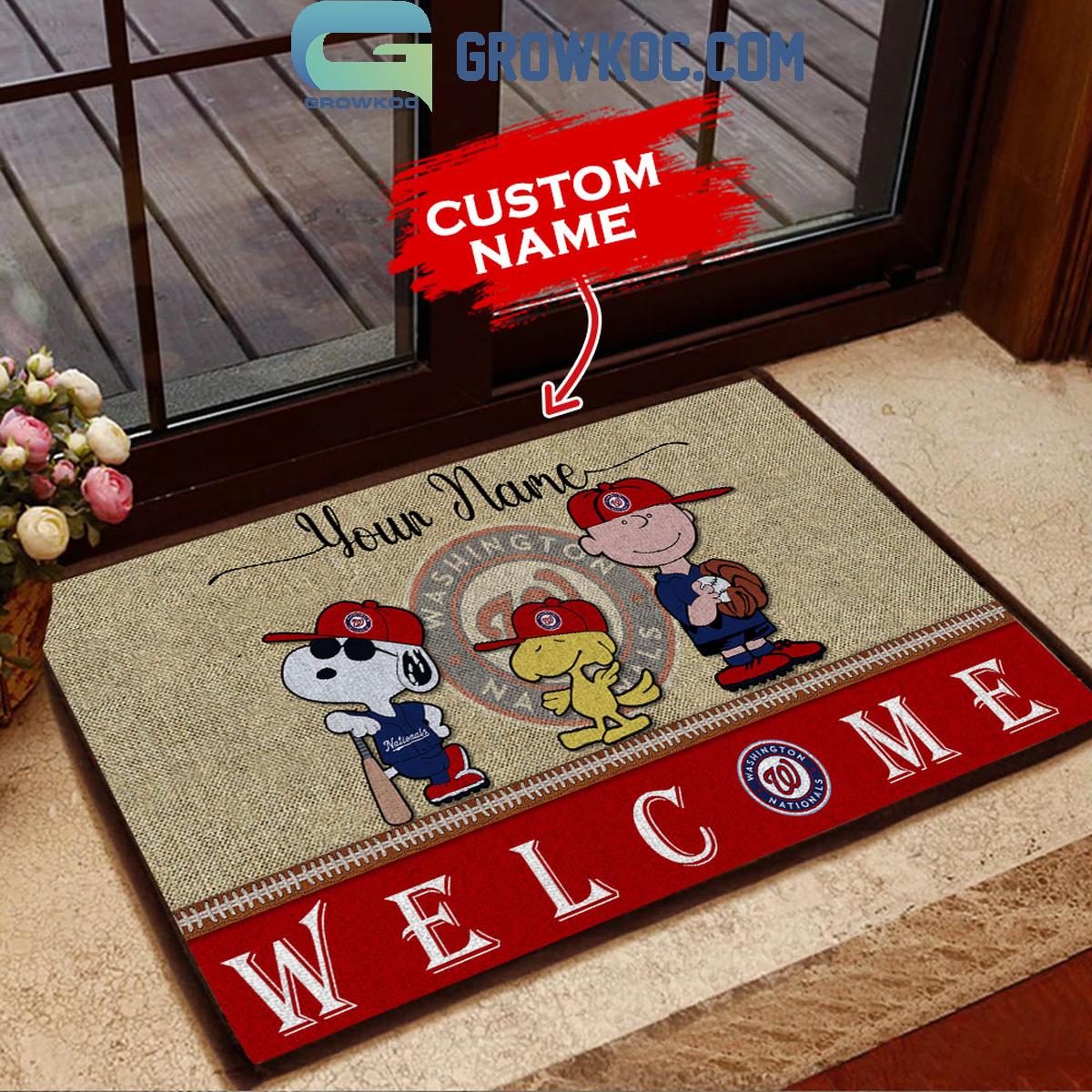 Washington Nationals Snoopy Personalized Fan Doormats 1 quj4K