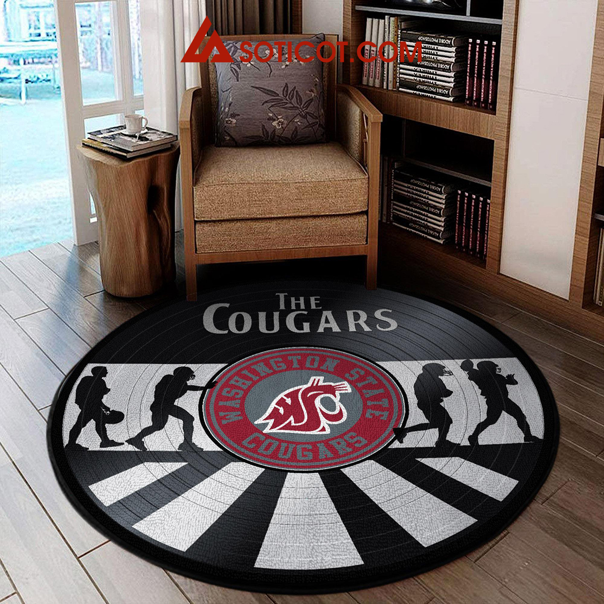 Washington State Cougars New Style Sports Round Rug Carpet Livingroom Mat2B1 4Ml94