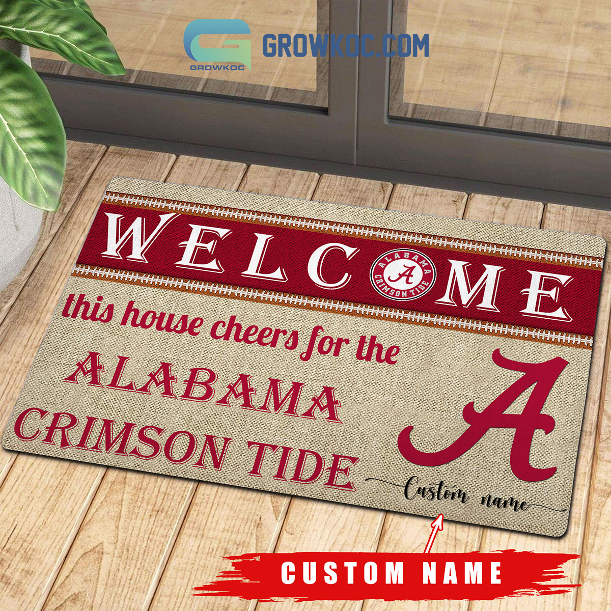 Welcome This House Cheers For The Alabama Crimson Tide NCAA Personalized Doormat2B1 nsUBb