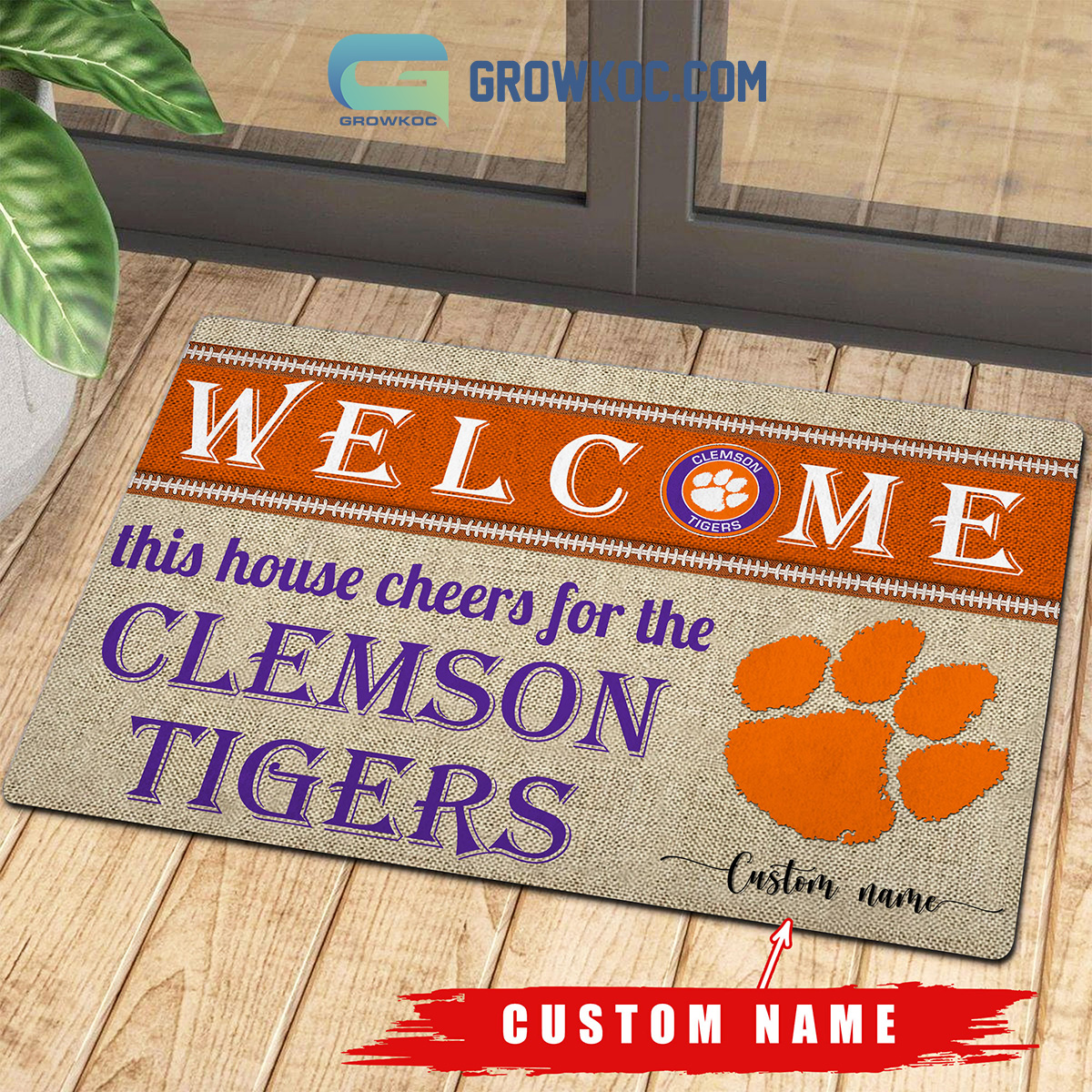 Welcome This House Cheers For The Clemson Tigers NCAA Personalized Doormat2B1 VR6J4