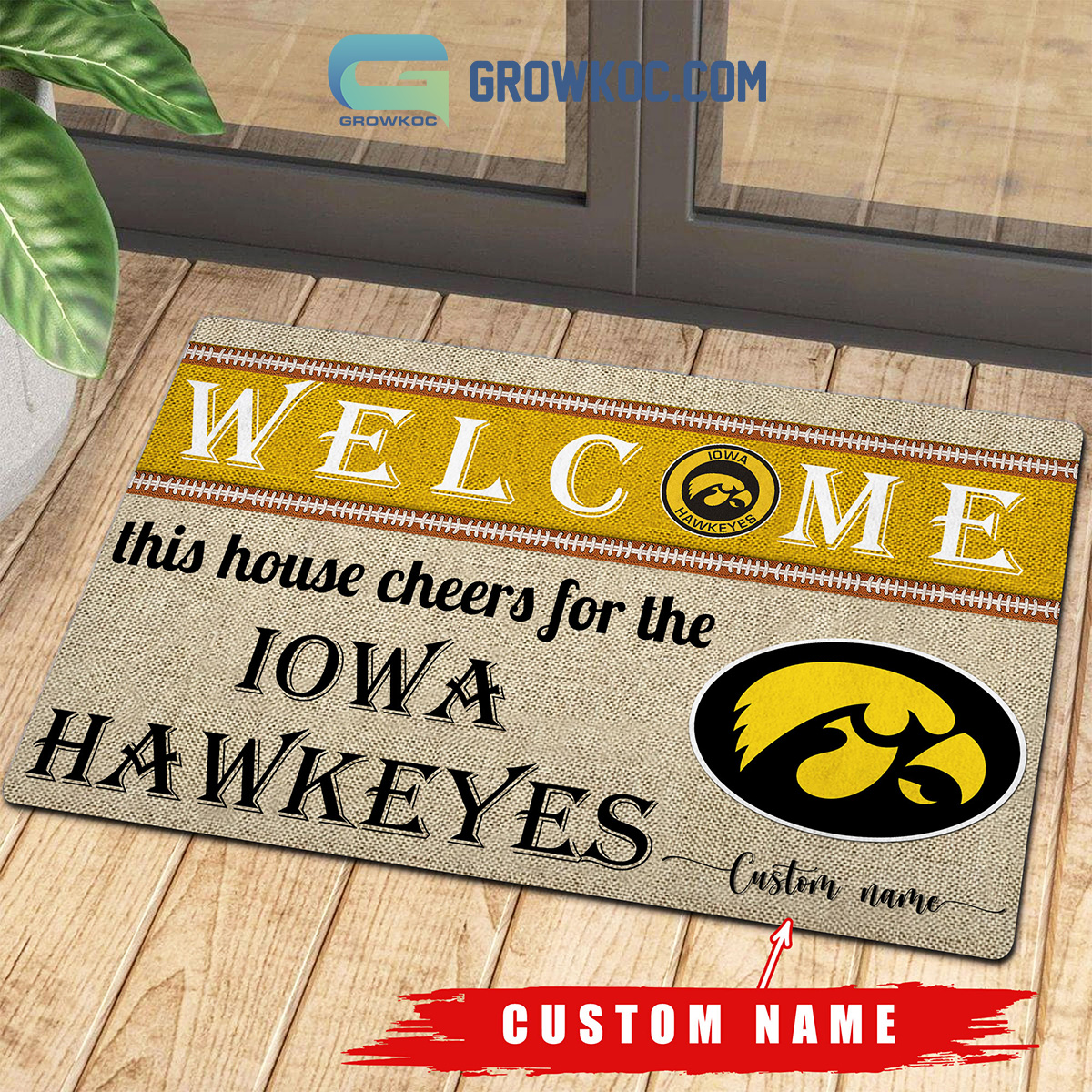 Welcome This House Cheers For The Iowa Hawkeyes NCAA Personalized Doormat2B1 urWnn