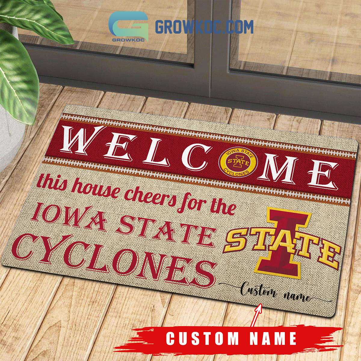 Welcome This House Cheers For The Iowa State Cyclones NCAA Personalized Doormat2B1 V9ILy