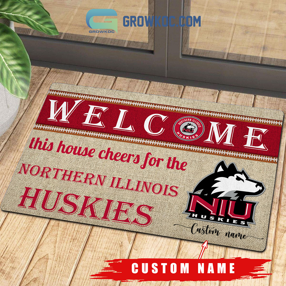 Welcome This House Cheers For The Northern Illinois Huskies NCAA Personalized Doormat2B1 TTUY7