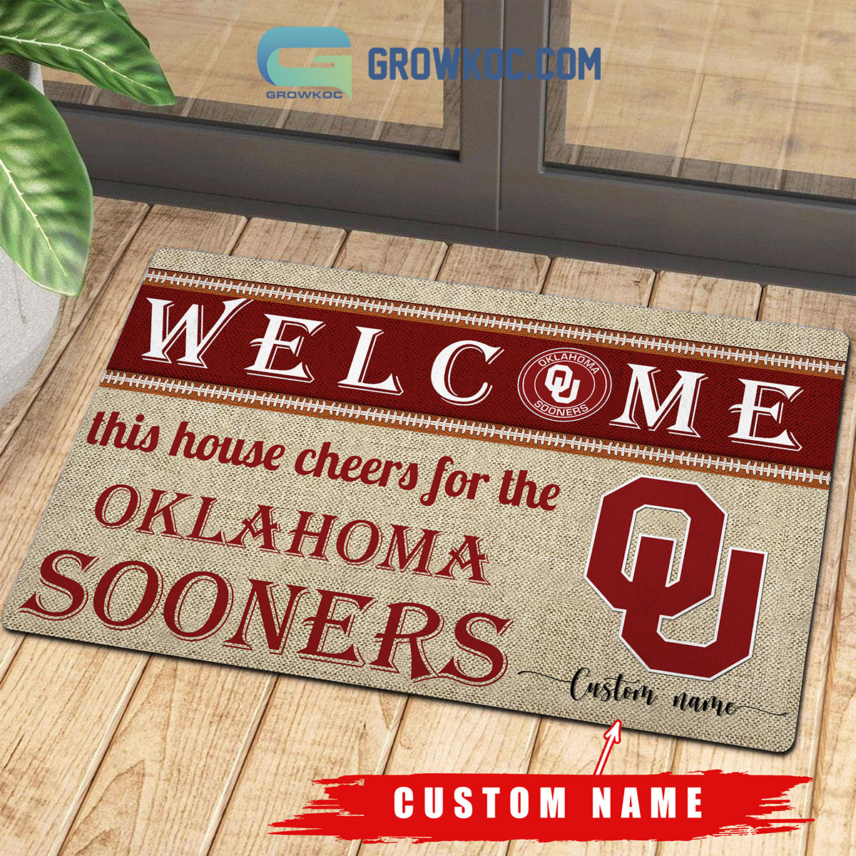 Welcome This House Cheers For The Oklahoma Sooners NCAA Personalized Doormat2B1 rgi87