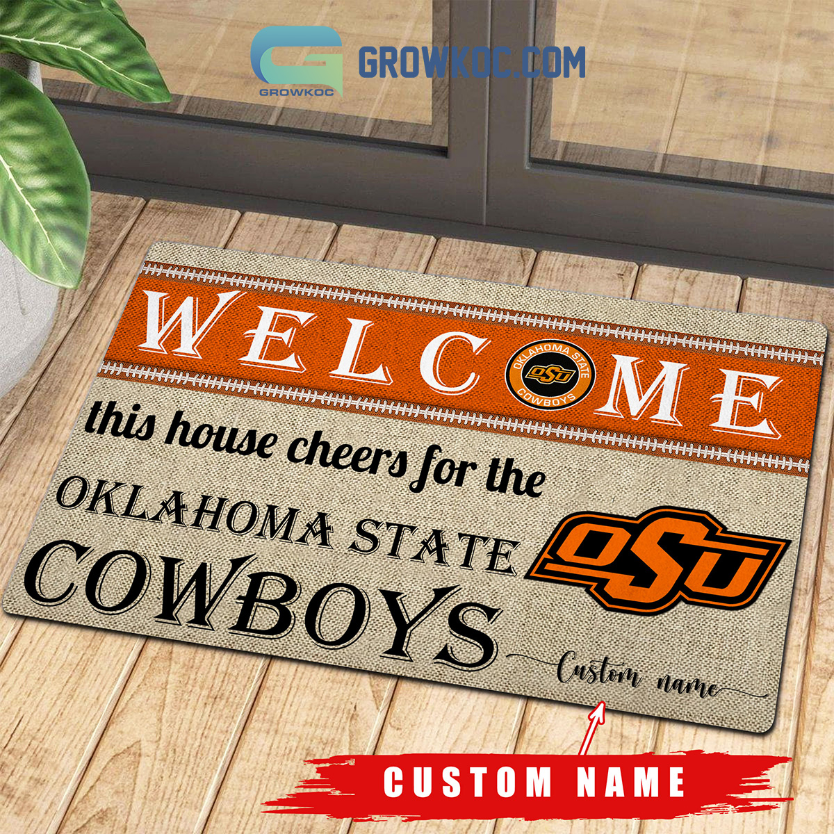 Welcome This House Cheers For The Oklahoma State Cowboys NCAA Personalized Doormat2B1 wtJpA