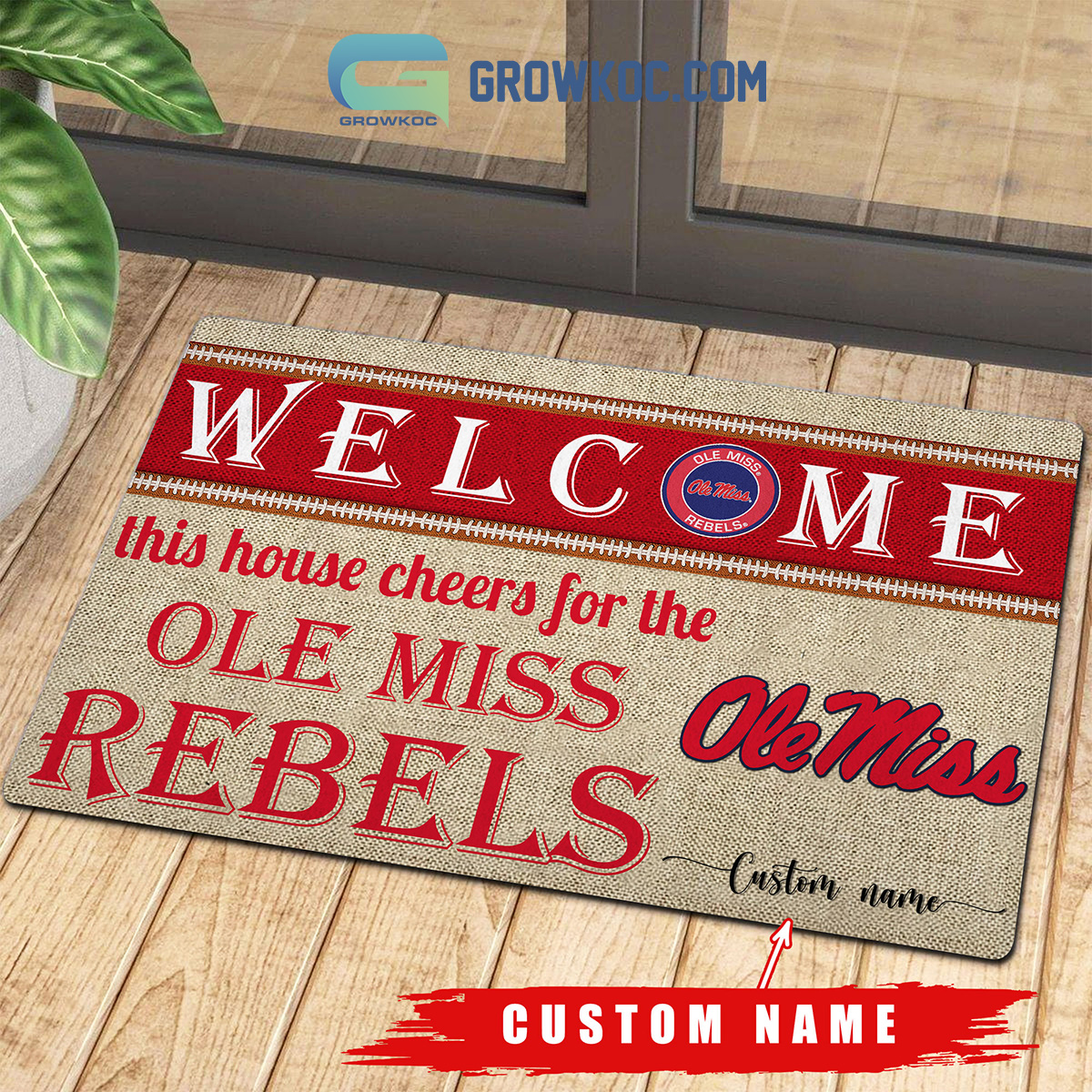 Welcome This House Cheers For The Ole Miss Rebels NCAA Personalized Doormat2B1 HVcY8