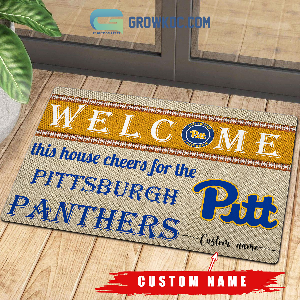 Welcome This House Cheers For The Pittsburgh Panthers NCAA Personalized Doormat2B1 Vxwph