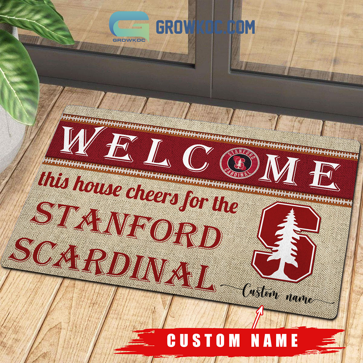 Welcome This House Cheers For The Stanford Cardinal NCAA Personalized Doormat2B1 iEXhV