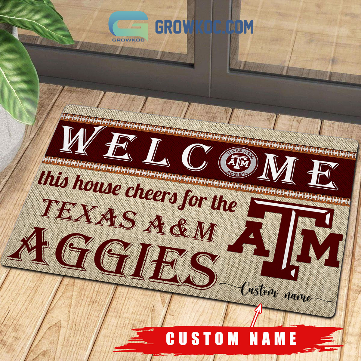 Welcome This House Cheers For The Texas A26amp3BM Aggies NCAA Personalized Doormat2B1 sMd4R