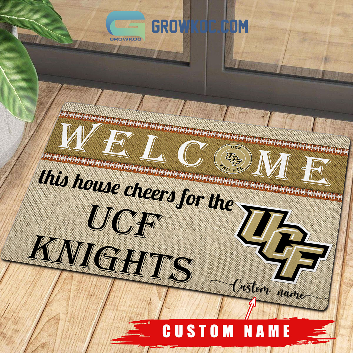 Welcome This House Cheers For The UCF Knights NCAA Personalized Doormat2B1 jsLJk