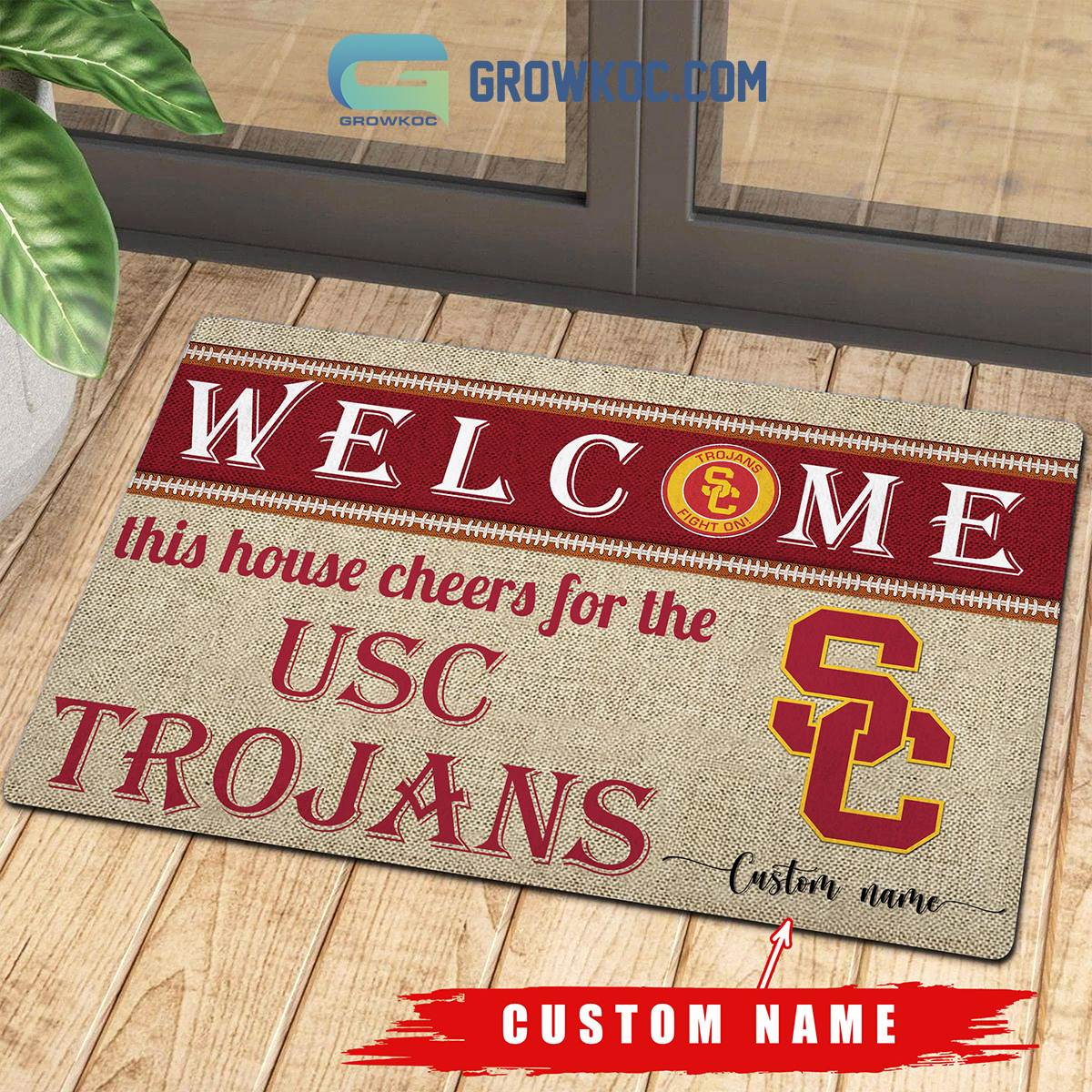 Welcome This House Cheers For The USC Trojans NCAA Personalized Doormat2B1 jeJmQ