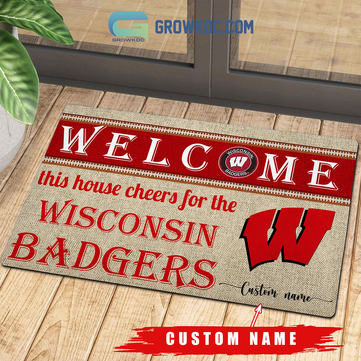 Welcome This House Cheers For The Wisconsin Badgers NCAA Personalized Doormat2B1 wiFq1