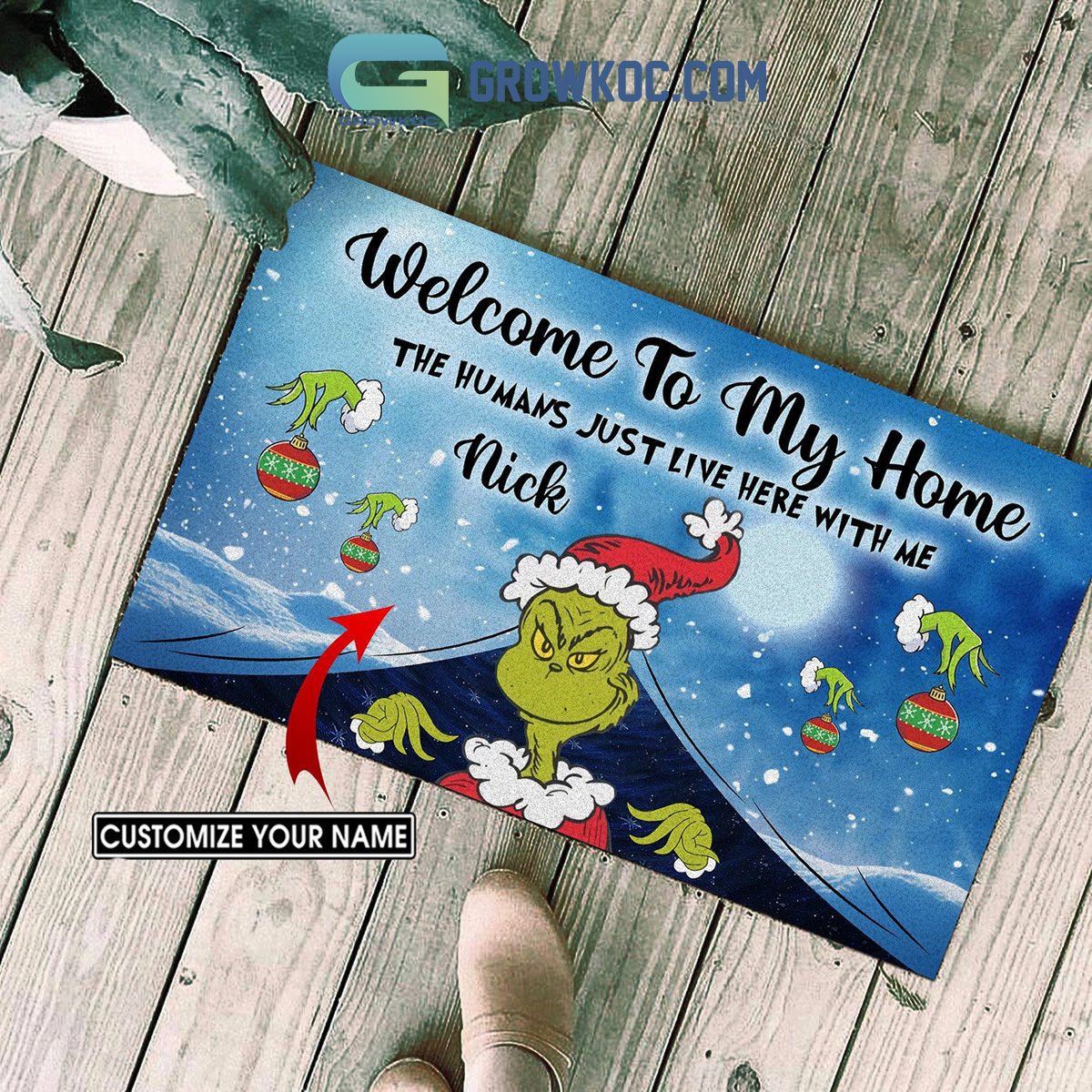 Welcome To My Home The Humans Just Live Here With Me Personalized Doormat2B1 ZQdNA