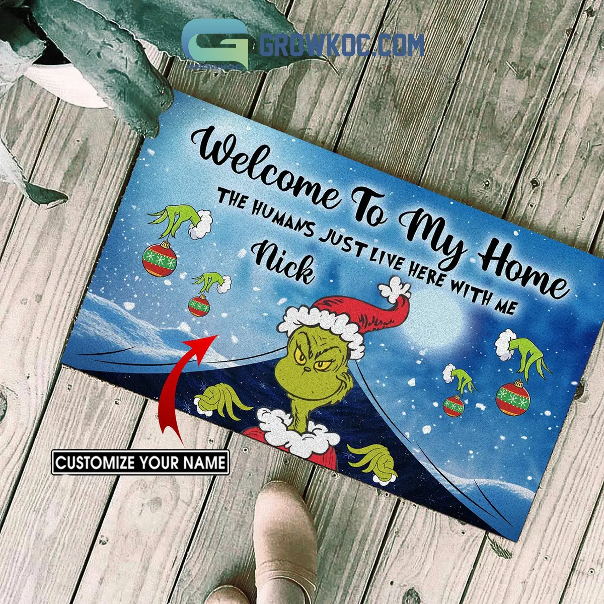 Welcome To My Home The Humans Just Live Here With Me Personalized Doormat2B1 ZQdNA