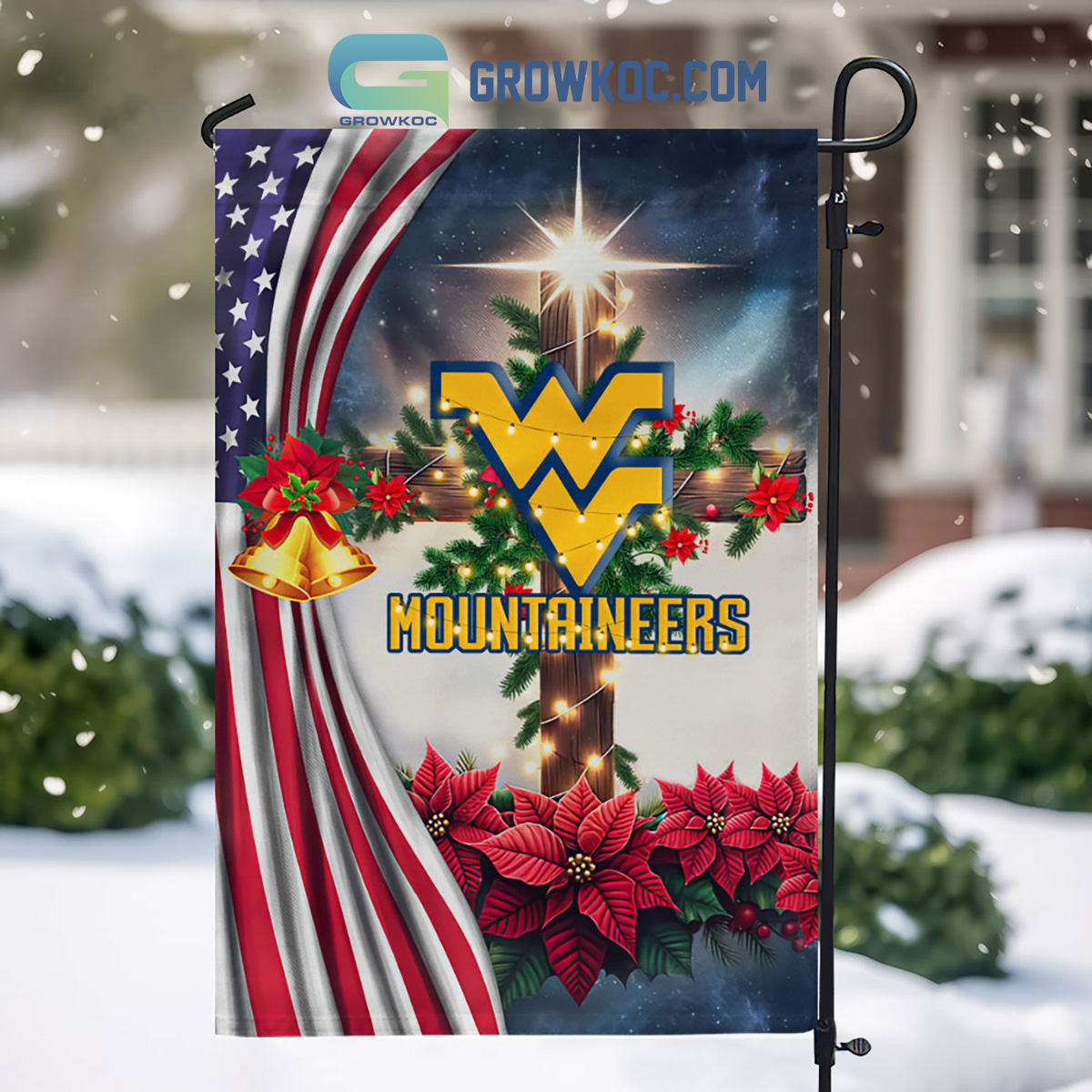 West Virginia Mountaineers NCAA Jesus Christmas House Garden Flags2B1 ta5kA