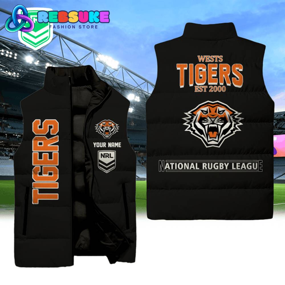 Wests Tigers NRL Sleeveless Puffer Down Vest 1