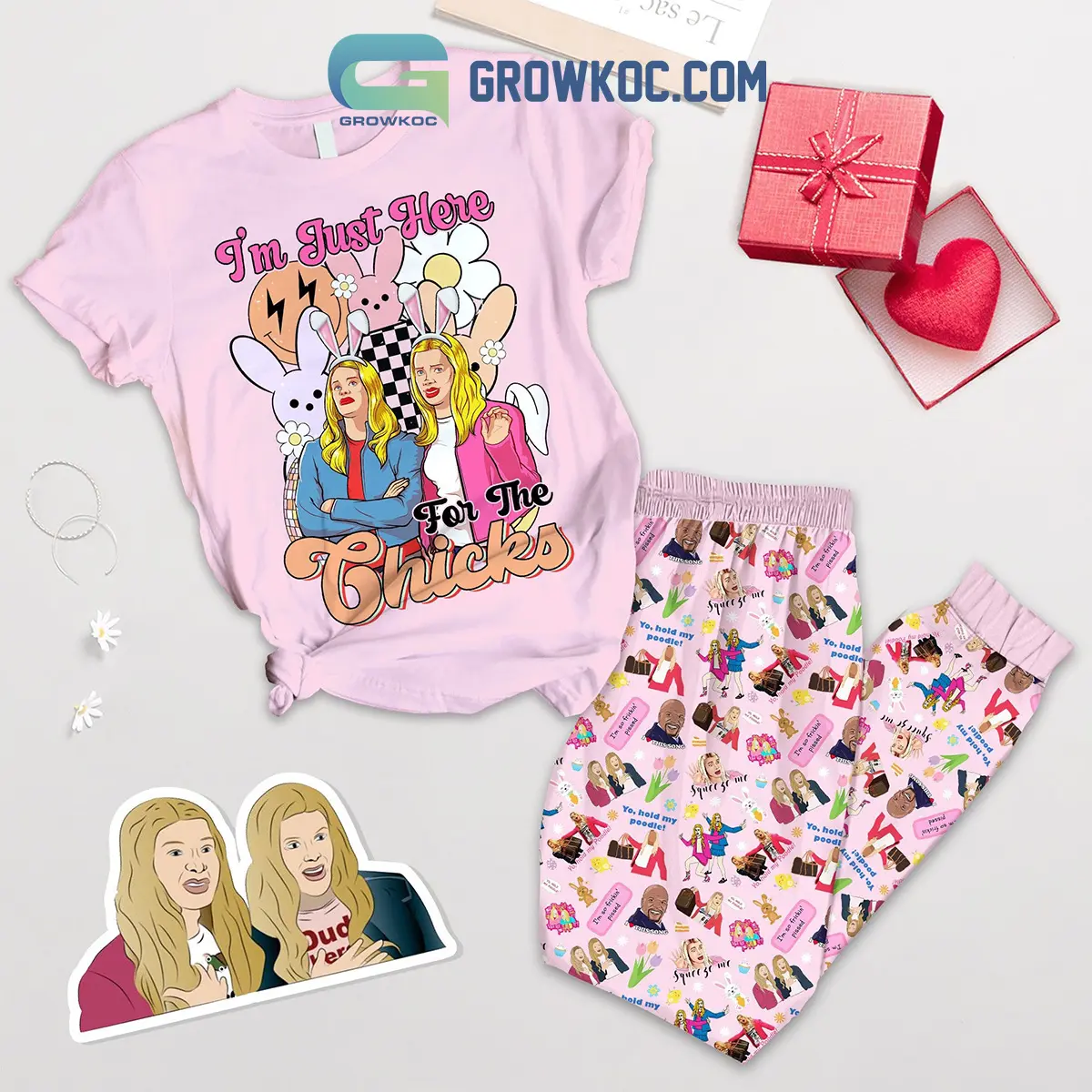 White Chicks Im Just Here Fleece Pajamas Set2B1 H6QRR