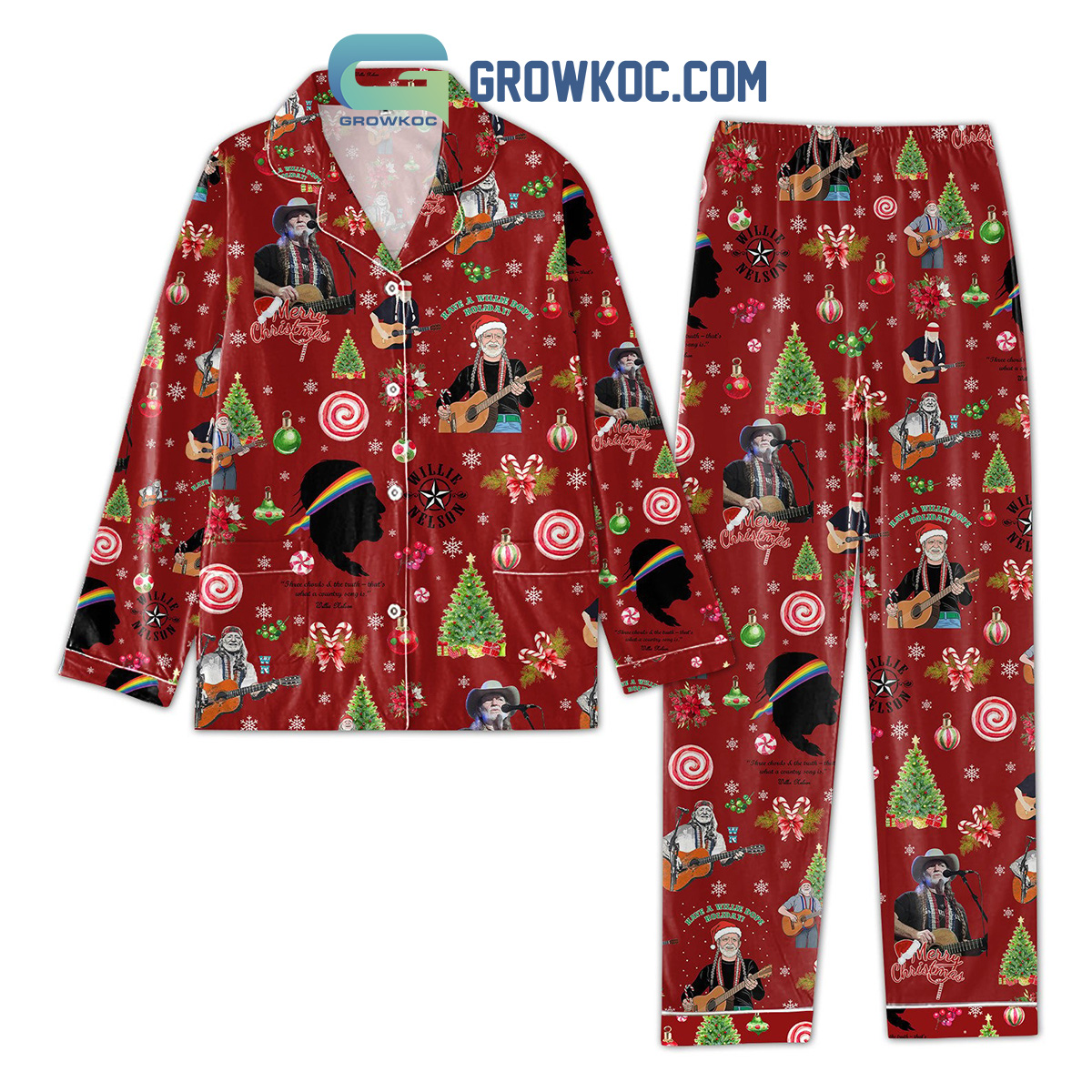 Willie Nelson Have A Willie Dope Holiday Pajamas Set2B1 nysKd